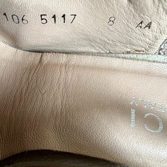 Gucci Women's Cream Sling Back Leather Block Heels - Picture 7 of 15